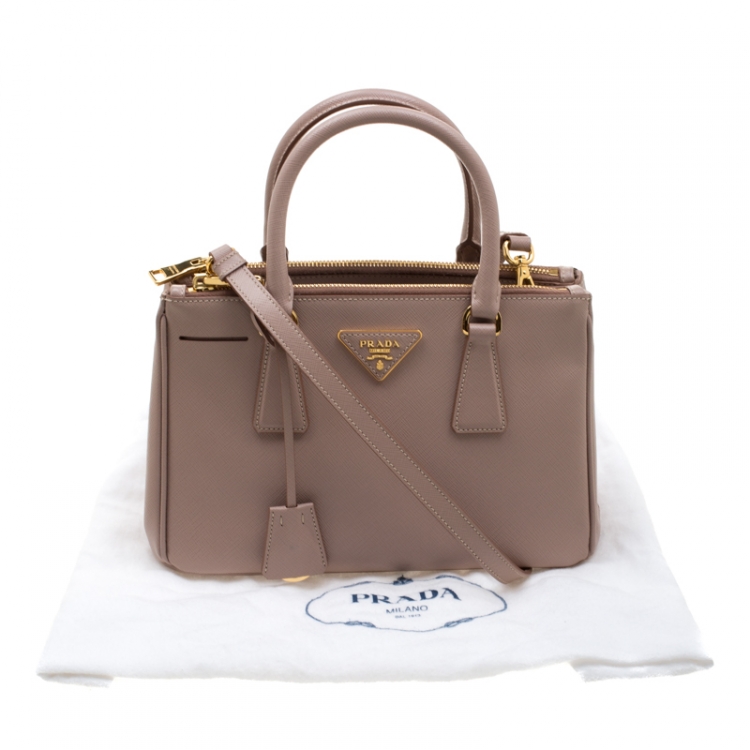 Pre Owned Prada Blush Pink Saffiano Lux Leather Mini Double Zip Top Handle Bag