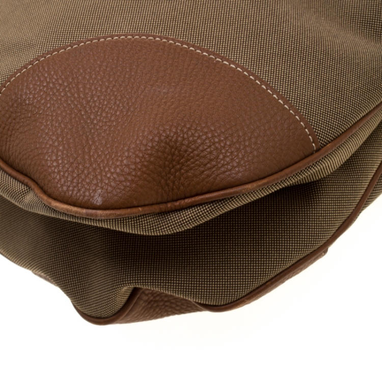 Pre Owned Prada Brown Canvas and leather  Jacquard Logo Hobo