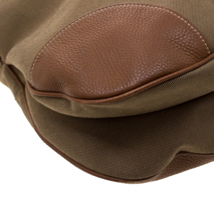 Pre Owned Prada Brown Canvas and leather  Jacquard Logo Hobo