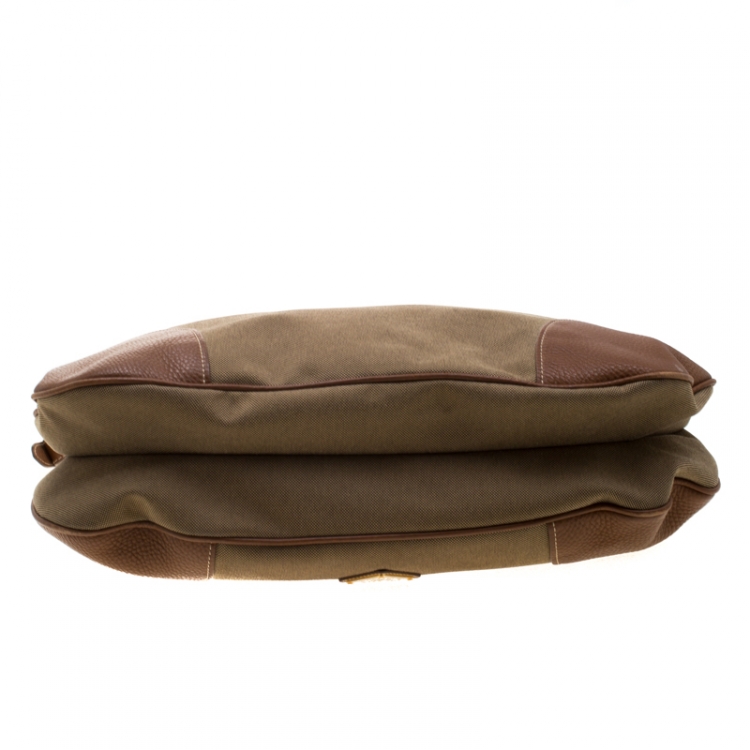 Pre Owned Prada Brown Canvas and leather  Jacquard Logo Hobo