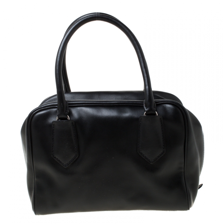 Pre Owned Prada Black Soft Calf Leather Top Handle Bag