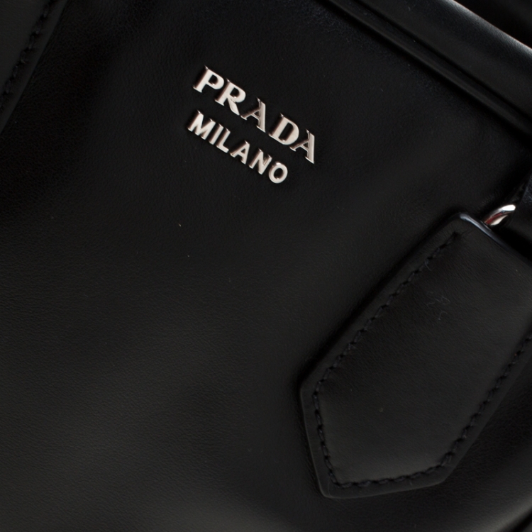 Pre Owned Prada Black Soft Calf Leather Top Handle Bag