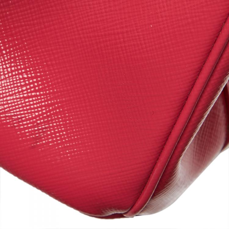 Pre Owned Prada Red Saffiano Leather Galleria Satchel Bag