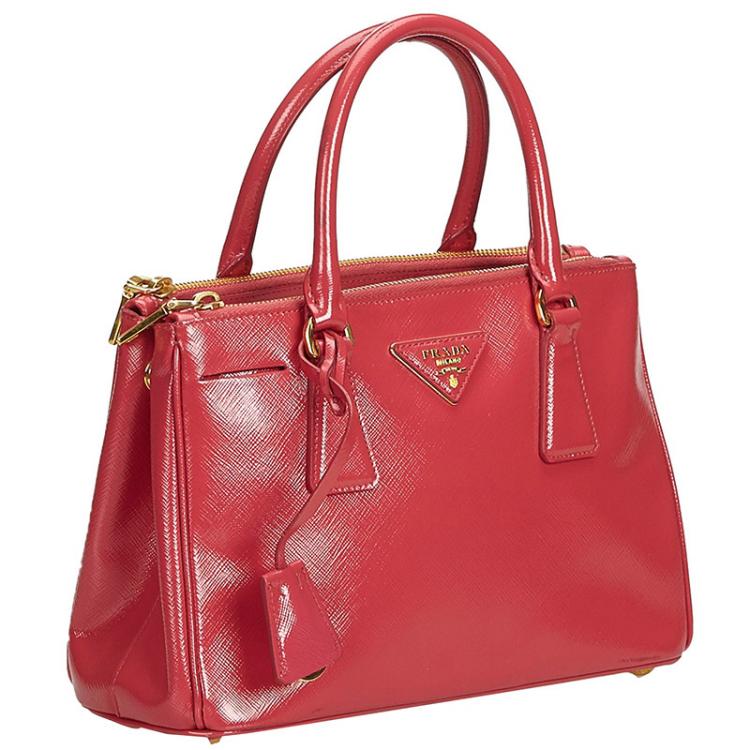 Pre Owned Prada Red Saffiano Leather Galleria Satchel Bag