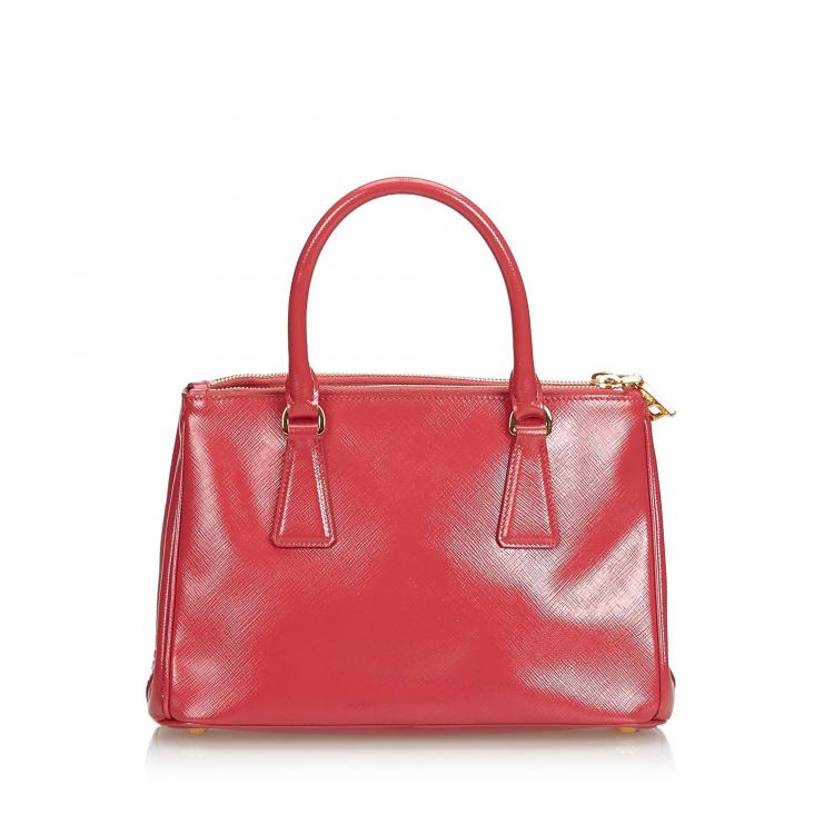 Pre Owned Prada Red Saffiano Leather Galleria Satchel Bag