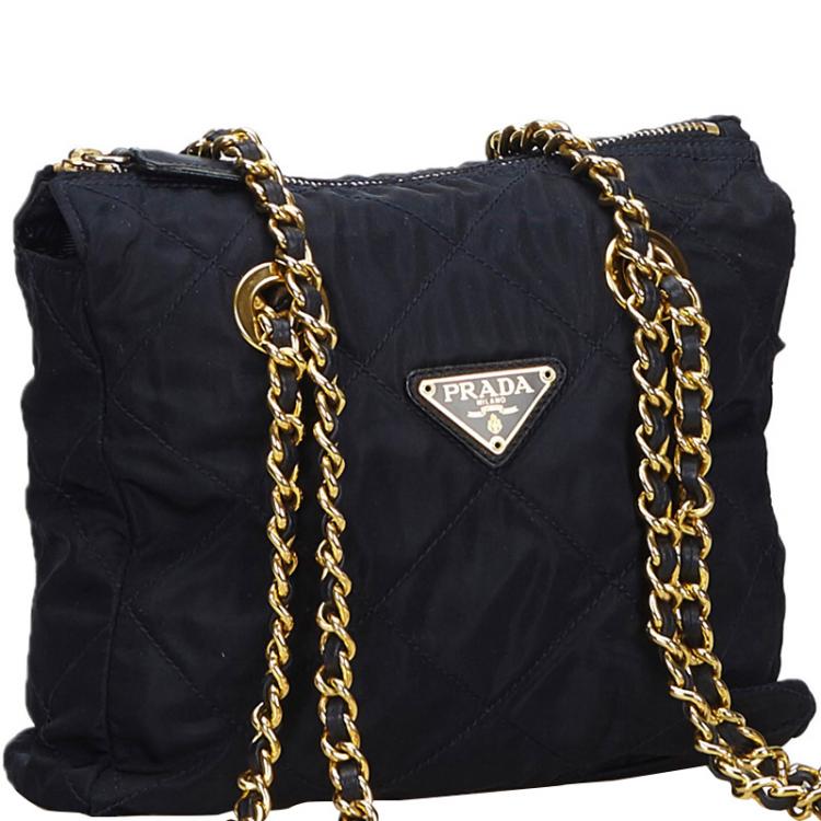 Prada Black Nylon Quilted Chain Shoulder Bag Prada | TLC