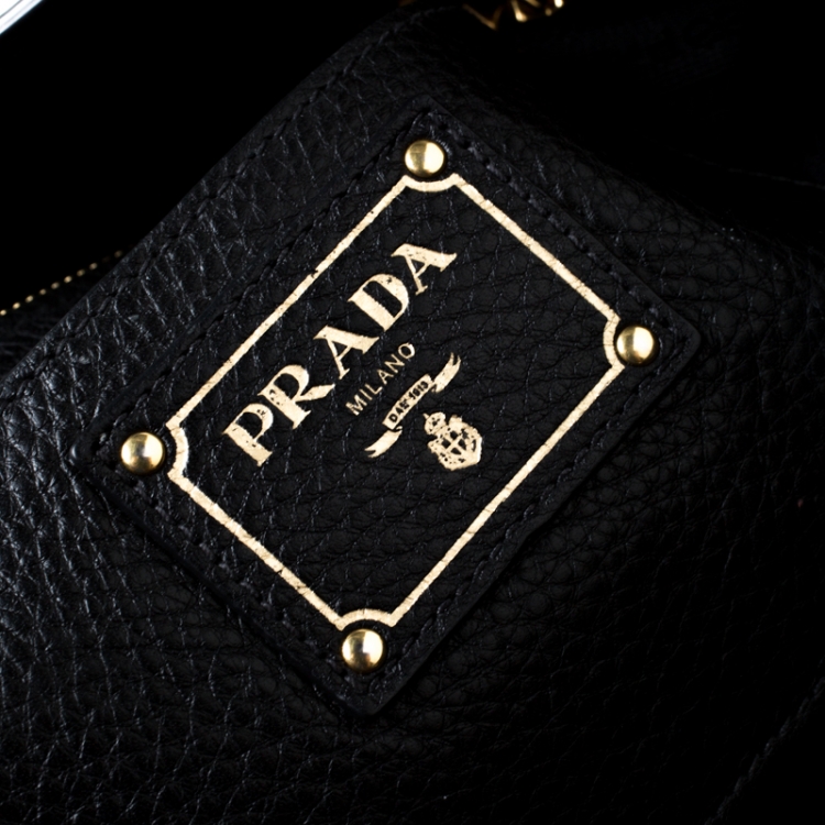 Pre Owned Prada Black Leather Cervo Pocket Tote 