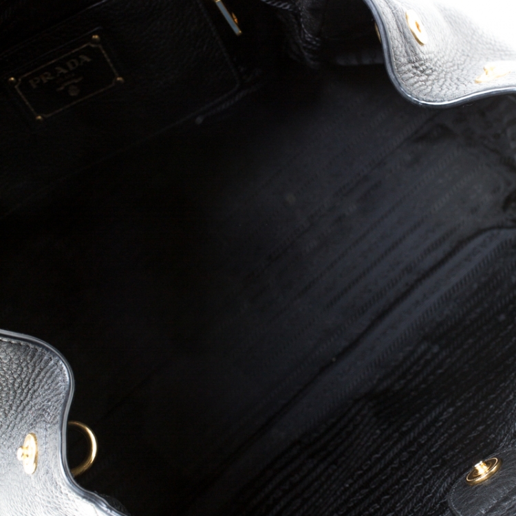 Pre Owned Prada Black Leather Cervo Pocket Tote 