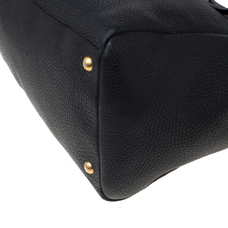 Pre Owned Prada Black Leather Cervo Pocket Tote 