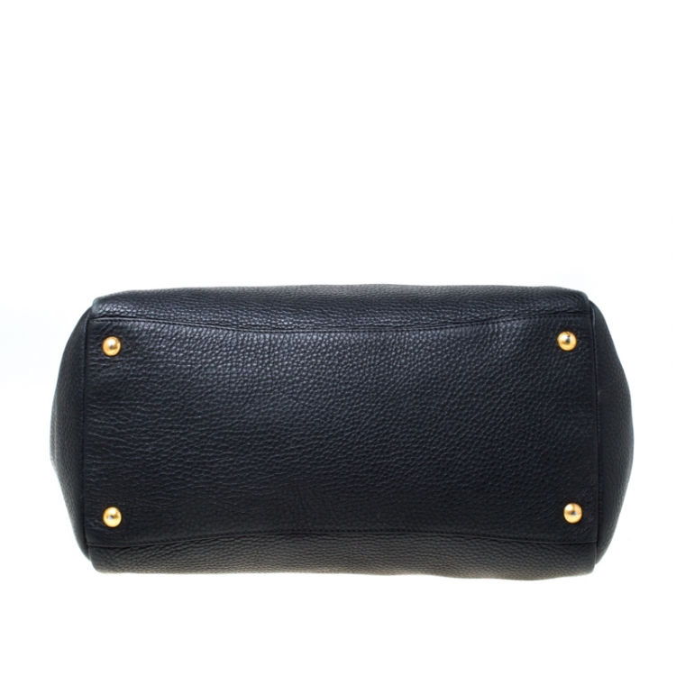 Pre Owned Prada Black Leather Cervo Pocket Tote 