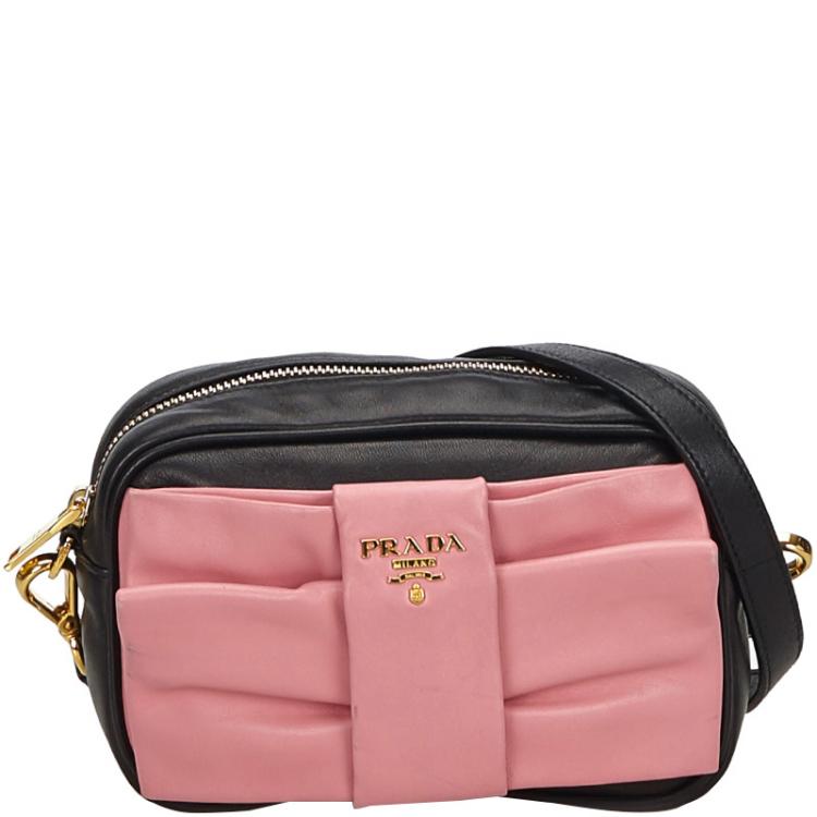 Prada Pink/Black Leather Fiocco Bow Crossbody Bag Prada | TLC