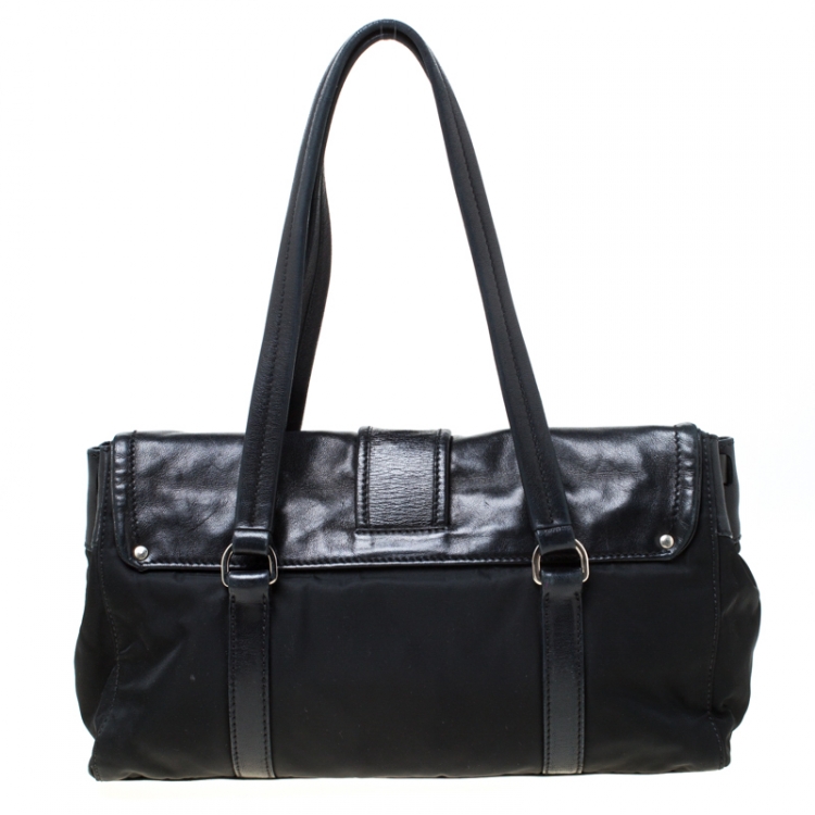 Pre Owned Prada Black Nylon and Leather Satchel