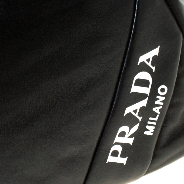 Pre Owned Prada Black Soft Leather Padded Shopper Tote 