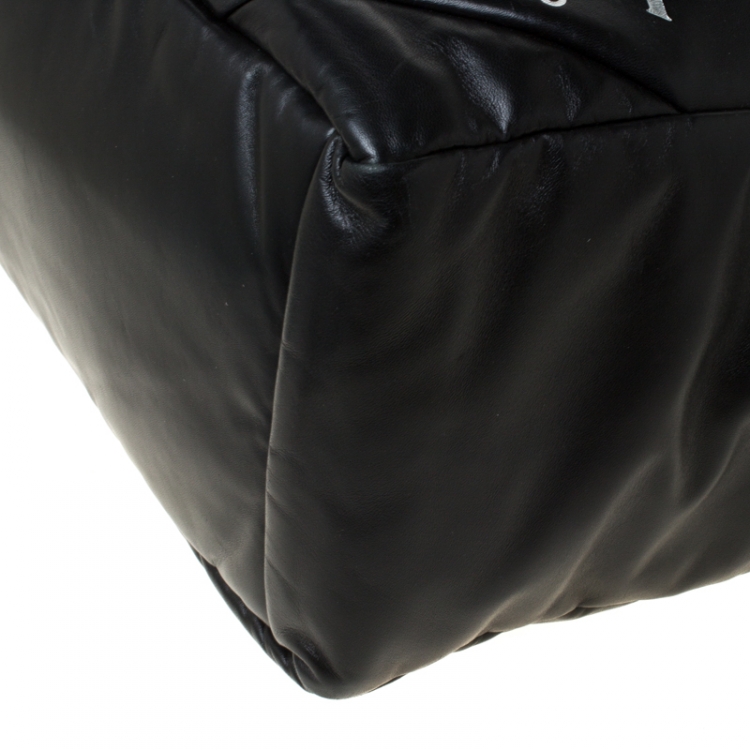 Pre Owned Prada Black Soft Leather Padded Shopper Tote 