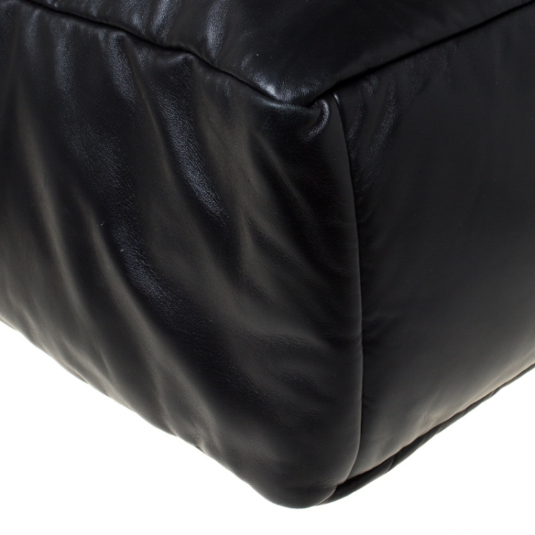 Pre Owned Prada Black Soft Leather Padded Shopper Tote 