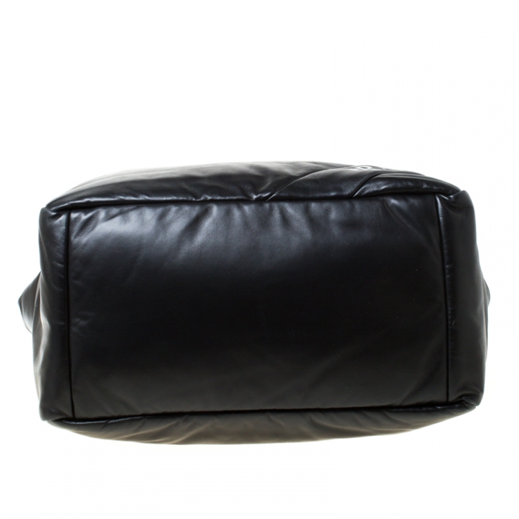 Pre Owned Prada Black Soft Leather Padded Shopper Tote 