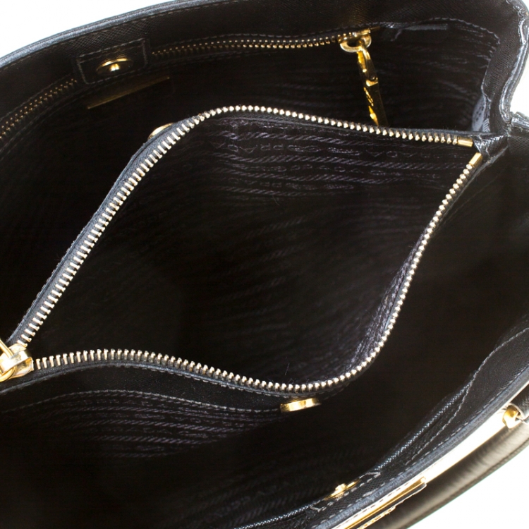 Pre Owned Prada Black Saffiano Leather Medium Galleria Tote
