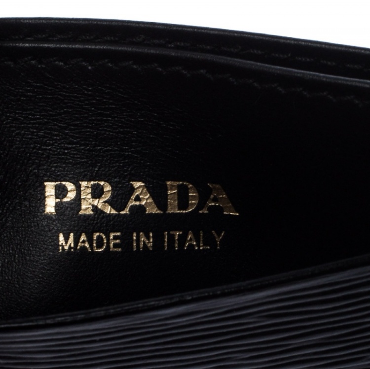 Pre Owned Prada Black Leather Logo Card Holder