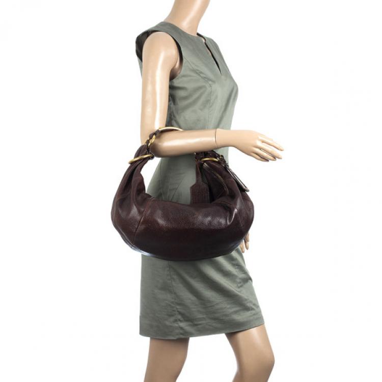 Prada, Bags, Authentic Vintage Prada Cervo Lux Chain Tote Bag Dk Brown