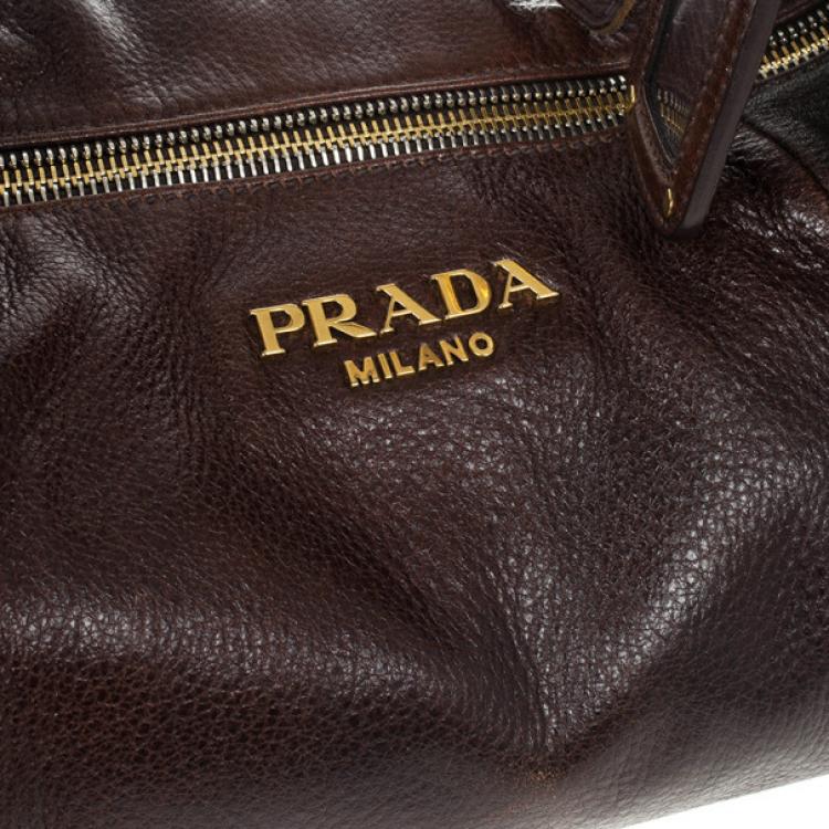 Pre Owned Prada Brown Antik Cervo Leather Sacca Hobo