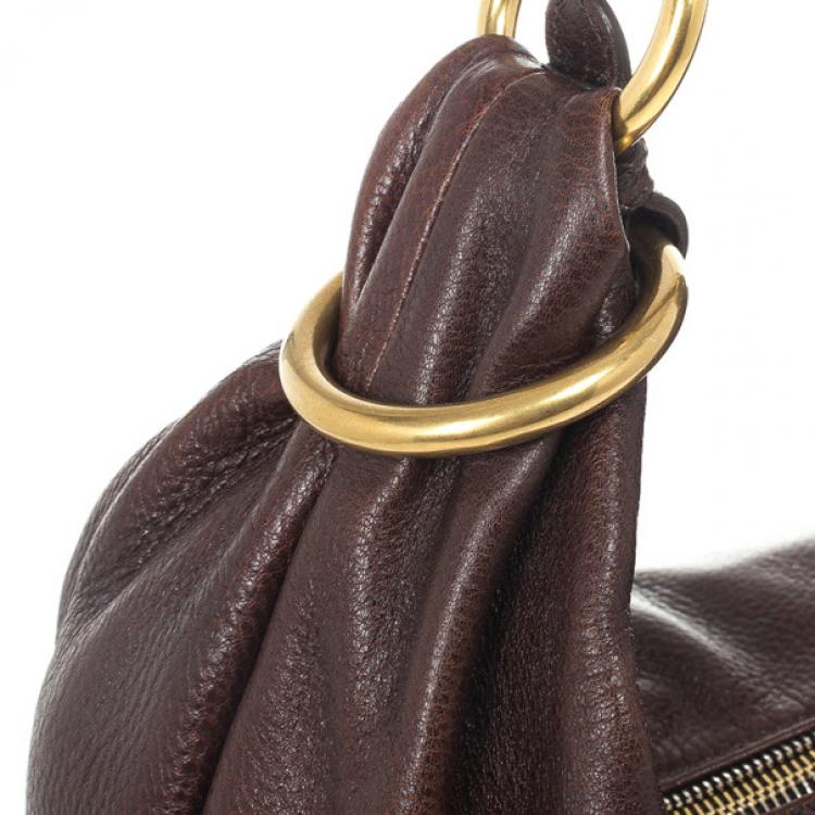 Pre Owned Prada Brown Antik Cervo Leather Sacca Hobo