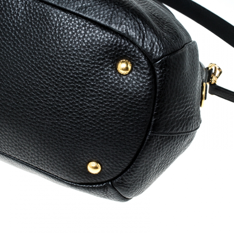 Pre Owned Prada Black Leather Vitello Daino Sacca 2 Manici Hobo