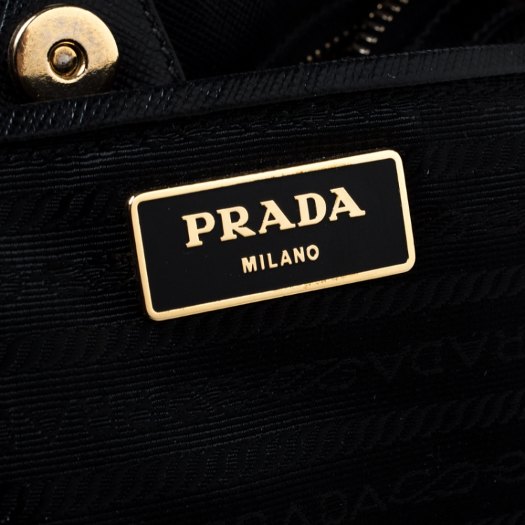 Pre Owned Prada Black Saffiano Lux Leather Gardener's Tote