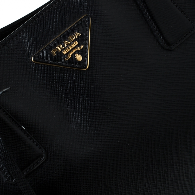 Pre Owned Prada Black Saffiano Lux Leather Gardener's Tote