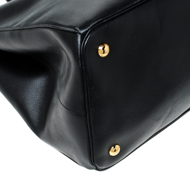 Pre Owned Prada Black Saffiano Lux Leather Gardener's Tote