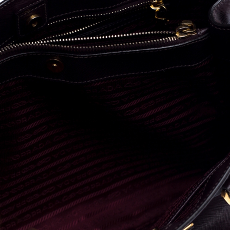 Pre Owned Prada Burgundy Saffiano Lux Leather Large Galleria Tote