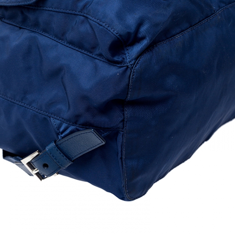 مملوكة مسبقًا Prada Blue Tessuto Nylon Zainetto Backpack