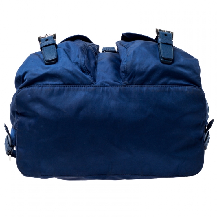 مملوكة مسبقًا Prada Blue Tessuto Nylon Zainetto Backpack