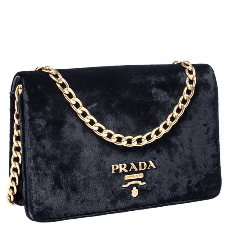 prada black velvet bag