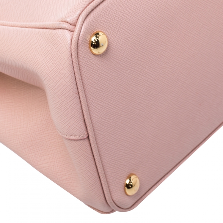 Pre Owned Prada Pink Saffiano Lux Leather Medium Double Zip Tote