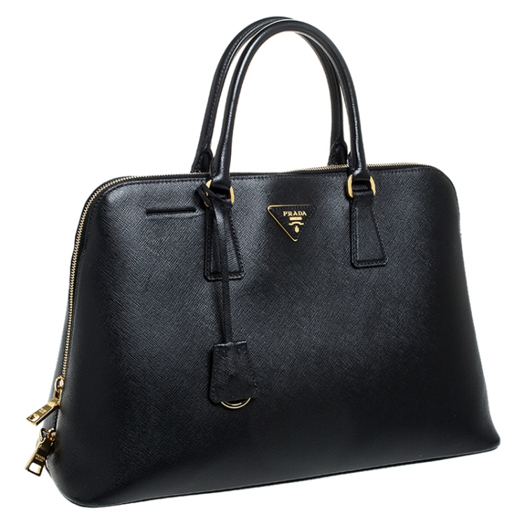 Pre Owned Prada Black Saffiano Lux Leather Promenade Bag