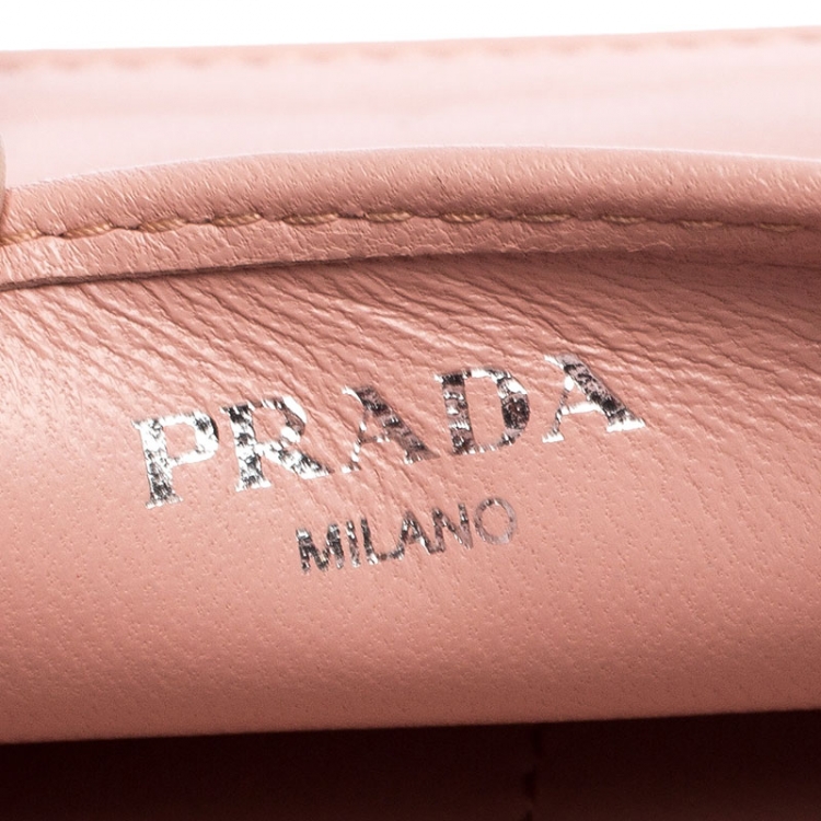 Pre Owned Prada Beige Nappa Leather Mini Bandoliera Wallet On Chain