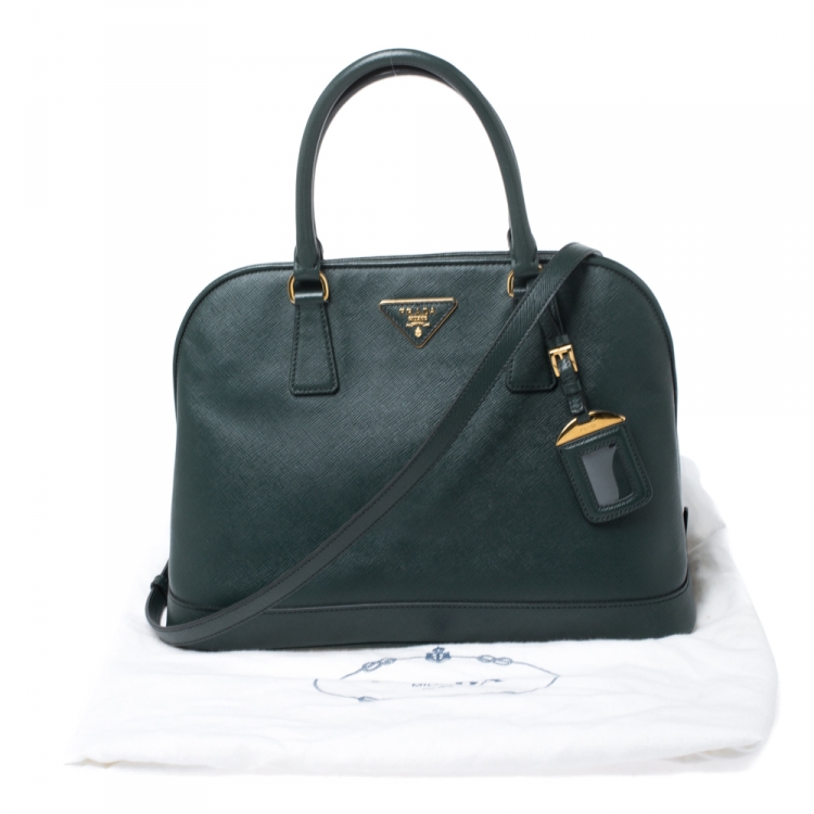 Pre Owned Prada Smeraldo Saffiano Lux Leather Medium Promenade Bag