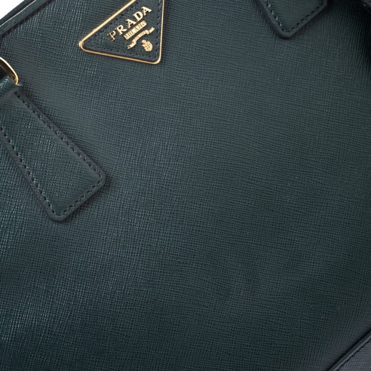 Pre Owned Prada Smeraldo Saffiano Lux Leather Medium Promenade Bag