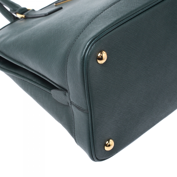 Pre Owned Prada Smeraldo Saffiano Lux Leather Medium Promenade Bag