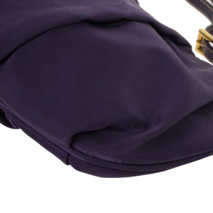 مملوكة مسبقًا Prada Purple Pleated Logo Wristlet