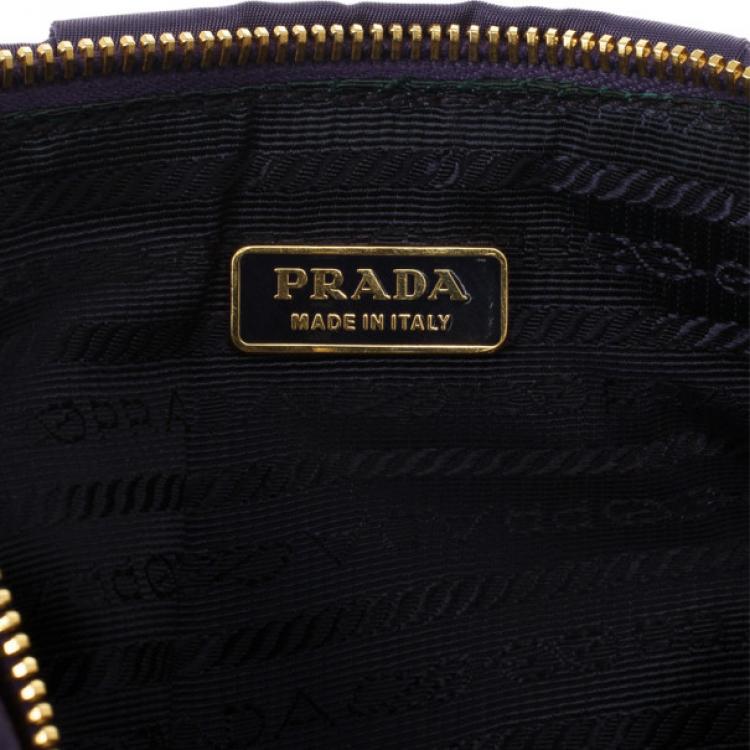 مملوكة مسبقًا Prada Purple Pleated Logo Wristlet