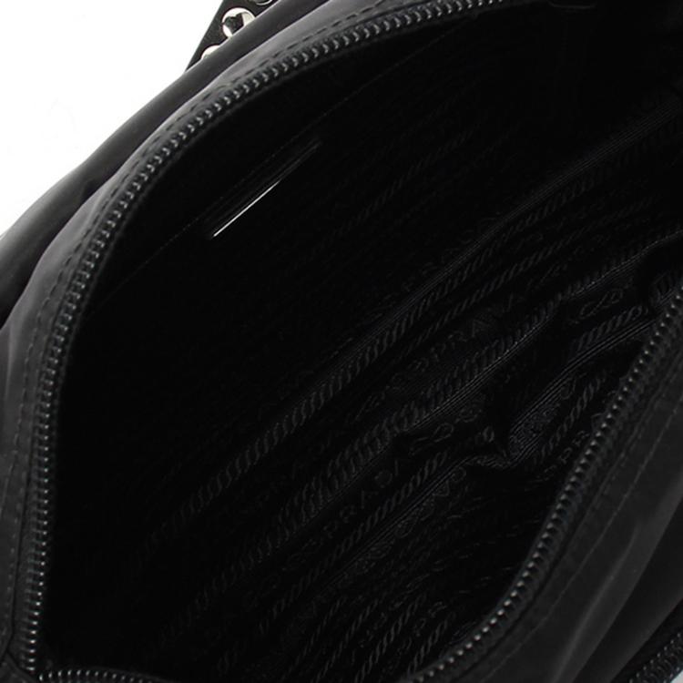 Pre Owned Prada Black New Vela Nylon Studded Messenger Bag