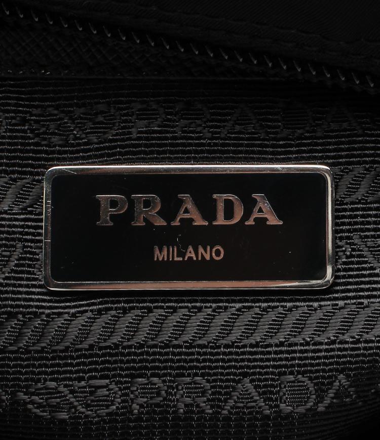 Pre Owned Prada Black New Vela Nylon Studded Messenger Bag