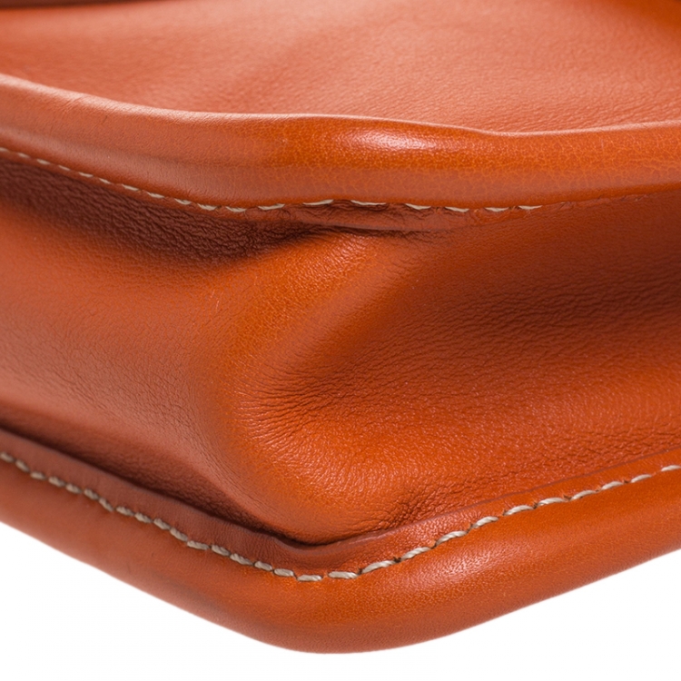 Pre Owned Prada Orange Leather City Clutch