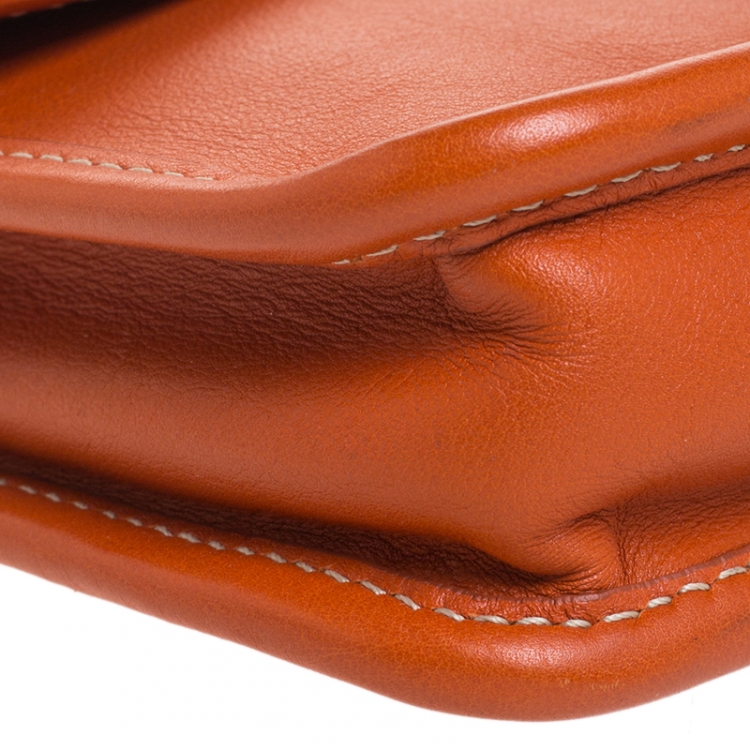 Pre Owned Prada Orange Leather City Clutch