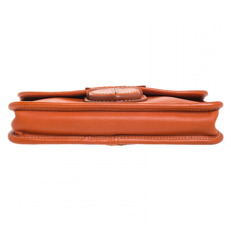 Pre Owned Prada Orange Leather City Clutch