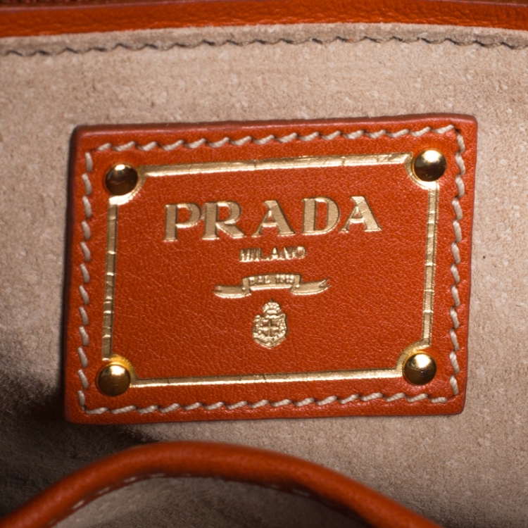 Pre Owned Prada Orange Leather City Clutch