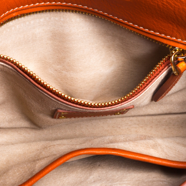 Pre Owned Prada Orange Leather City Clutch