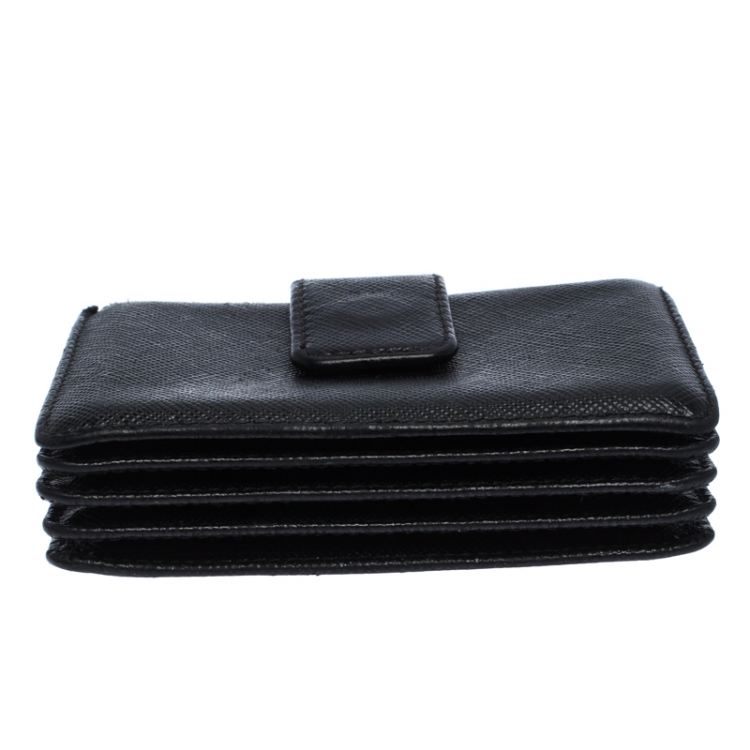مملوكة مسبقًا Prada Black Saffiano Leather Card Holder