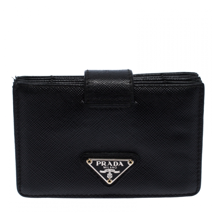مملوكة مسبقًا Prada Black Saffiano Leather Card Holder